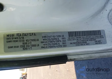 2018 Ram Promaster City Tradesman z USA, uszkodzony, nr VIN ZFBERFAB6J6J59590